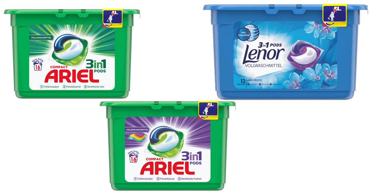 Ariel 3in1 Pods Color/Voll und Lenor 3in1 Pods Aprilfrisch