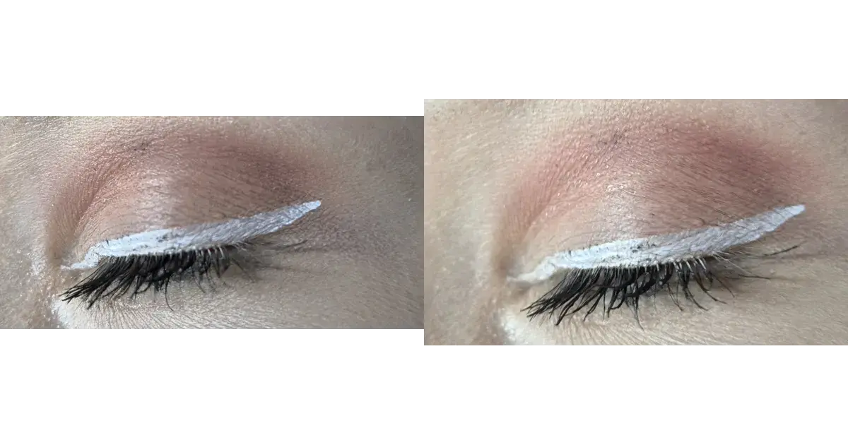 Swatch des essence Lash Princess Liquid Liner in White.