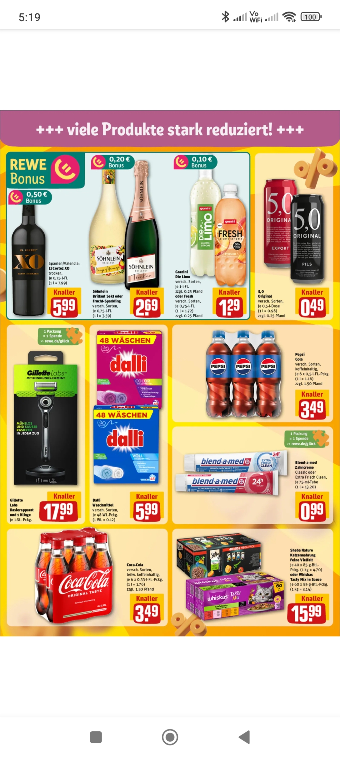 Screenshot der REWE-App.