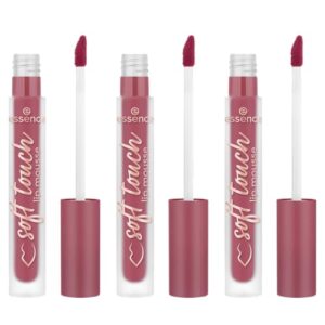 essence soft touch lip mousse, Lippenstift, Nr. 05, Rot, mattierend, abdeckend, natürlich, farbintensiv, vegan, ölfrei, ohne Parabene, Nanopartikel frei, 3er Pack (3x4g)