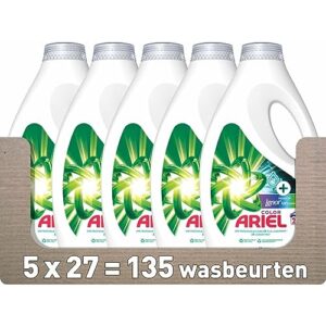 Ariel Flüssigwaschmittel + Touch Van Lenor Unstoppables – 5 x 27 Waschgänge – Vorteilspack