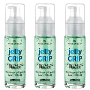 essence jelly GRIP HYDRATING PRIMER, Grün, feuchtigkeitsspendend, glättend, natürlich, für trockene Haut, vegan, ohne Parabene, Nanopartikel frei, glutenfrei, 3er Pack (3x29ml)