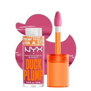 NYX Professional Makeup Lipgloss mit Schmollmund-Effekt, Glossy Finish & intensive Farbe, Extremes Volumen & Fülle dank Ingweröl, Vegane Formel, Duck Plump Lip Lacquer, Pick me Pin