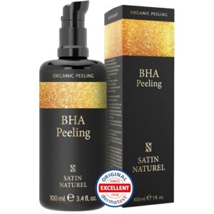 Satin Naturel Salicylsäure (BHA) Liquid Peeling 100ml mit BIO Aloe Vera – Vegan – Gesicht Exfoliant gegen Mitesser & Pickel – Porenverkleinernd – Für empfindliche Haut – Skincare