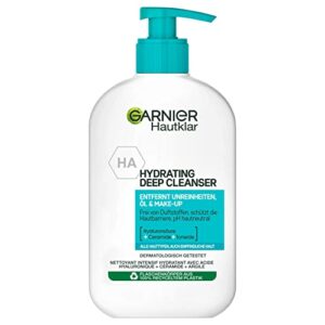 Garnier Hautklar Gesichtsreinigung, Entfernen von Unreinheiten, Öl und Make-Up, Mit Hyaluronsäure, Ceramid und Tonerde, Hydrating Deep Cleanser, 1 x 250 ml