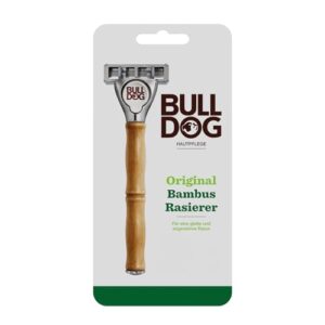 BULLDOG - Nassrasur für Männer | Original Rasierer mit Bambusgriff | 5-fach Klinge | Extra Ersatzklinge
