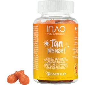 essence cosmetics INAO inner and outer beauty Tan Please! gummies by Nahrungsergänzungsmittel, Orange, vegan, glutenfrei, Nanopartikel frei, 1er Pack (124g), 485.88 milliliters
