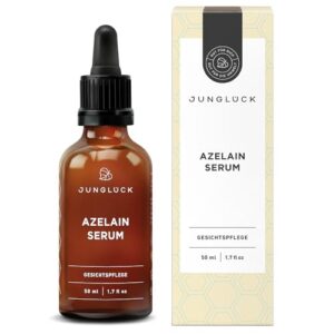 JUNGLÜCK Azelain Serum - Vegan | Wirksames Gesichtsserum zur akuten Beruhigung von Unreinheiten & Rötungen | Mattiert sichtbar öligen Glanz mit natürlicher Azelainsäure, Vitamin C und BIO Aloe Vera