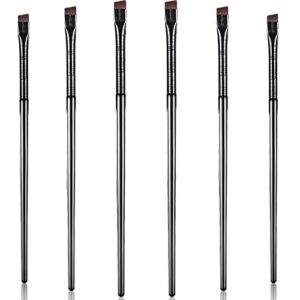 Nuenen 6 Stück Abgewinkelter Eyeliner Pinsel Feiner Abgewinkelt Pinsel für Gel Schräger Eyeliner Makeup Pinsel Spitze Kunstfaser Borsten Augenbrauen Pinsel Dünn Flach Winkel Pinsel (Schwarz)