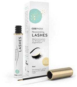 COSPHERA® Neverending Lashes: Veganes Wimpernserum mit Wow-Effekt ++ Für maximales Wimpern-Wachstum & kräftige Augenbrauen in nur 4-6 Wochen ++ Pflanzlich, super verträglich & hormonfrei (4 ml Serum)