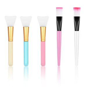 Molain Maskenpinsel Gesichtsapplikator Silikon Hautpflege Lotion Creme Fan Werkzeuge Kosmetikspatel Pinsel Applying Set Make-up Ästhetische Ästhetiker Körperhaut Selbstpflege für Mädchen (5 Stück)