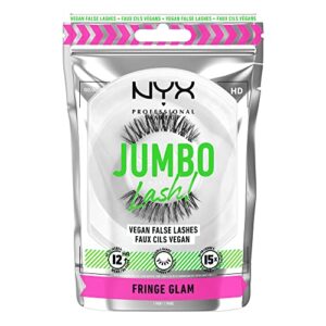 NYX Professional Makeup Falsche Wimpern, Langlebig, 12 Stunden Tragezeit, Unsichtbare Bänder, Bis zu 15-mal wiederverwendbar, Vegane Wimpern, Jumbo Lash!, Fringe Glam