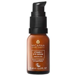 MICARAA Augenserum, Vitamin C Serum Mit Aloe Vera & Koffein, Natürliche Anti Aging Augenpflege, Anti Augenringe Hyaluron Augengel, Naturkosmetik
