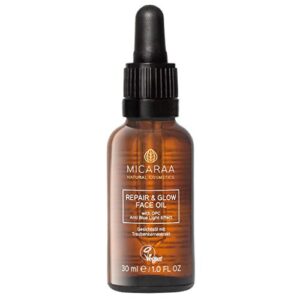 MICARAA Repair & Glow Gesichtsöl mit Anti Blue Light Filter, OPC Traubenkernextrakt, Hagebuttenöl bio, Vitamin E Öl, Veganes Anti Stress Anti Aging Akne Öl, Naturkosmetik aus Deutschland, 30ml