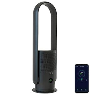 djive ARC Casual 29dB leiser Turmventilator & Luftreiniger mit Fernbedienung, App Steuerung, Alexa kompatibel, oszillierender Standventilator sehr leise, HEPA 14, Schlafmodus, Ventilator Turm, grau