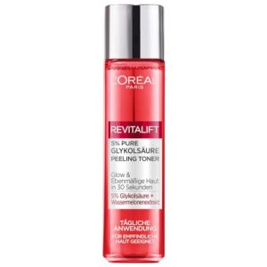L'Oréal Paris Peeling Toner für Frauen: entfernt abgestorbene Hautzellen und verbessert die Hauttextur und mildert Pigmentflecken mit 5% purer Glykolsäure & Wassermelonenextrakt & Aloe Vera, 1x 180ml