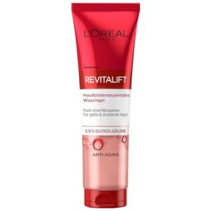 L'Oréal Paris Hautbilderneuerndes Waschgel mit 3,5% purer Glykolsäure, Anti-Aging Gesichtsreinigung für einen strahlenden und glatten Teint, Revitalift, 150 ml