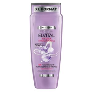 L'Oréal Paris Elvital Hydra Hyaluronic feuchtigkeitsspendendes Shampoo im XL-Format für glänzendes Haar, Hyaluron Shampoo für einen Feuchtigkeitsboost, langanhaltende Feuchtigkeit und Pflege, 700ml