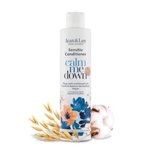 Jean & Len Conditioner Sensitiv Hafermilch & Baumwolle, für trockenes Haar und empfindliche Kopfhaut, verwöhnende und sanfte Pflege, ohne Silikone und Parabene, vegan, 300 ml
