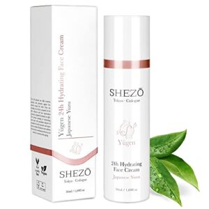 SHEZO 24h Hyaluron Feuchtigkeitscreme 50ml - Reichhaltige Anti Aging Gesichtscreme - Japanische Superfrucht Yuzu - Natürliche Vitamin-C Tagespflege Hautpflege - Dermatest-Siegel - Made in Germany